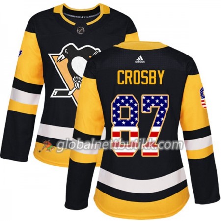 Pittsburgh Penguins Hockeydrakt Sidney Crosby 87 2017-2018 USA Flag Fashion Svart Adidas Authentic - Dame